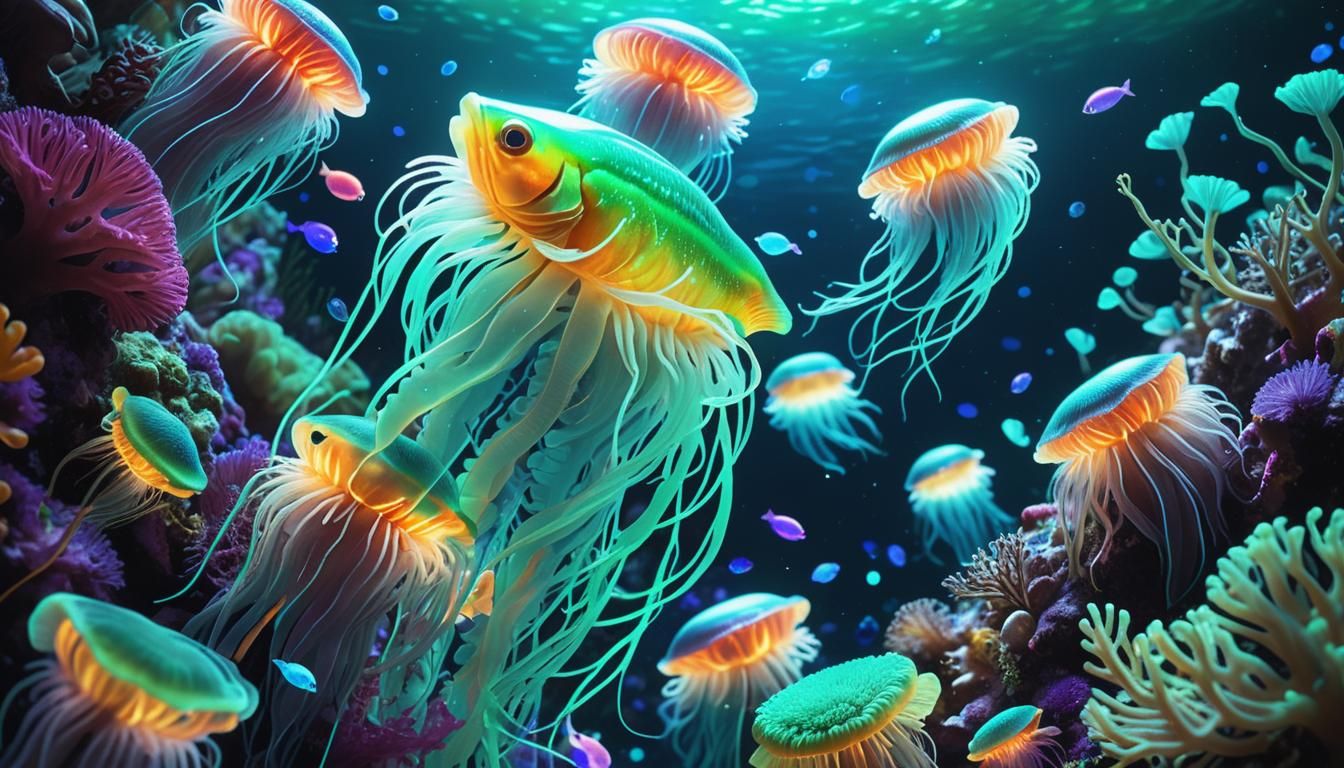 Bioluminescent Coral Reef Fantasy in Digital Art