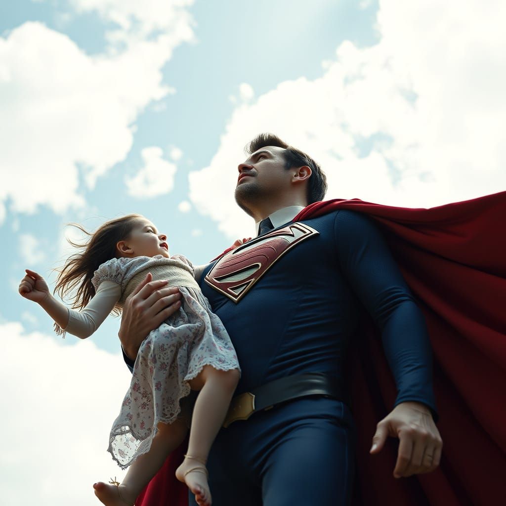 Superhero Dad Saves Daughter: Cinematic Rescue Scene