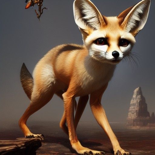 Cybernetic Fennec Fox: Dark Fantasy Concept Art