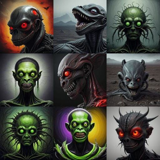 Hyperrealistic Alien Portrait with Multiple Eyes and Rabies ...