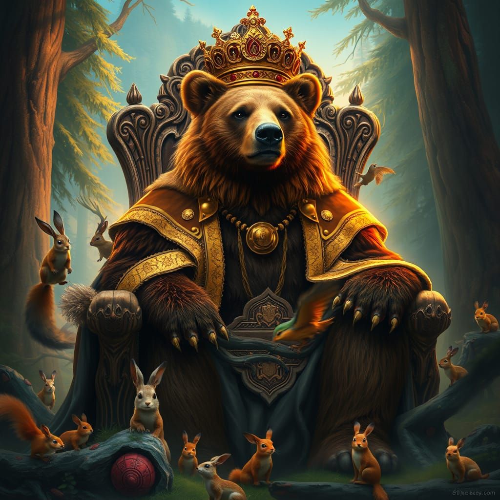 Regal Grizzly Bear Ruler of the Forest Kingdom