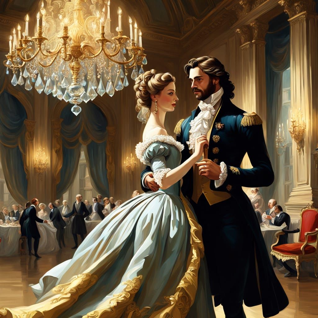 Baroque Ballroom Dance in Oil Painting Style