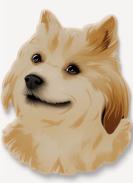 Cute Dog Sticker in Detailed Fantasy Style
