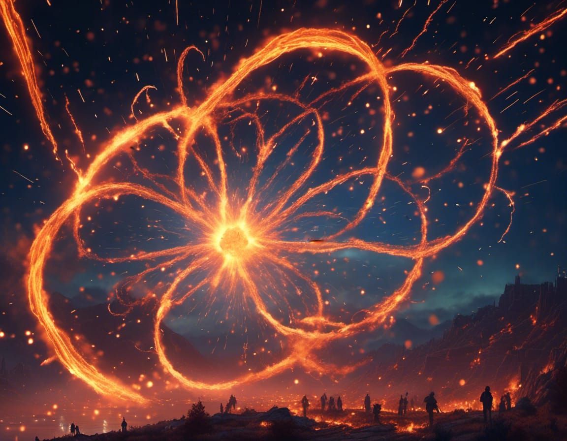 Bioluminescent Atoms Orbiting Nucleus with Fire Sparks