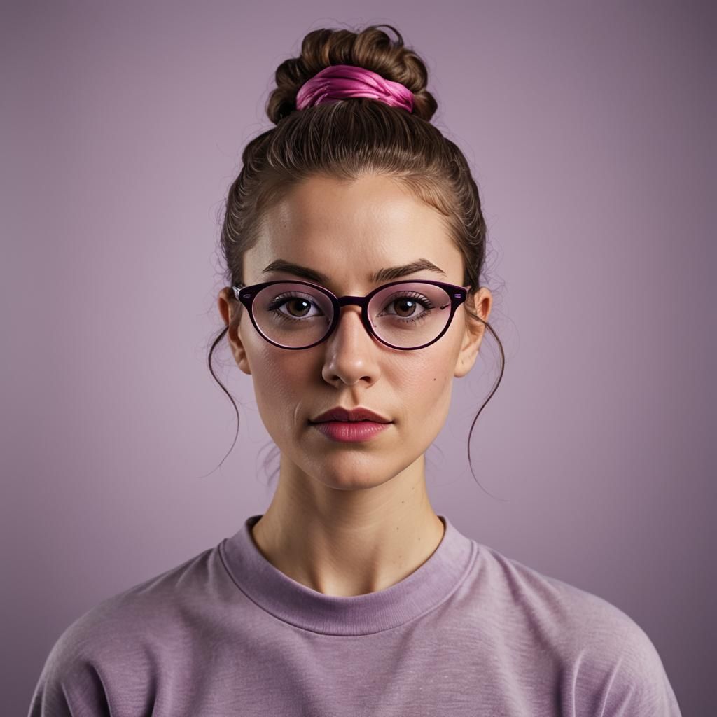 Portrait of a Young Woman with Purple Glasses