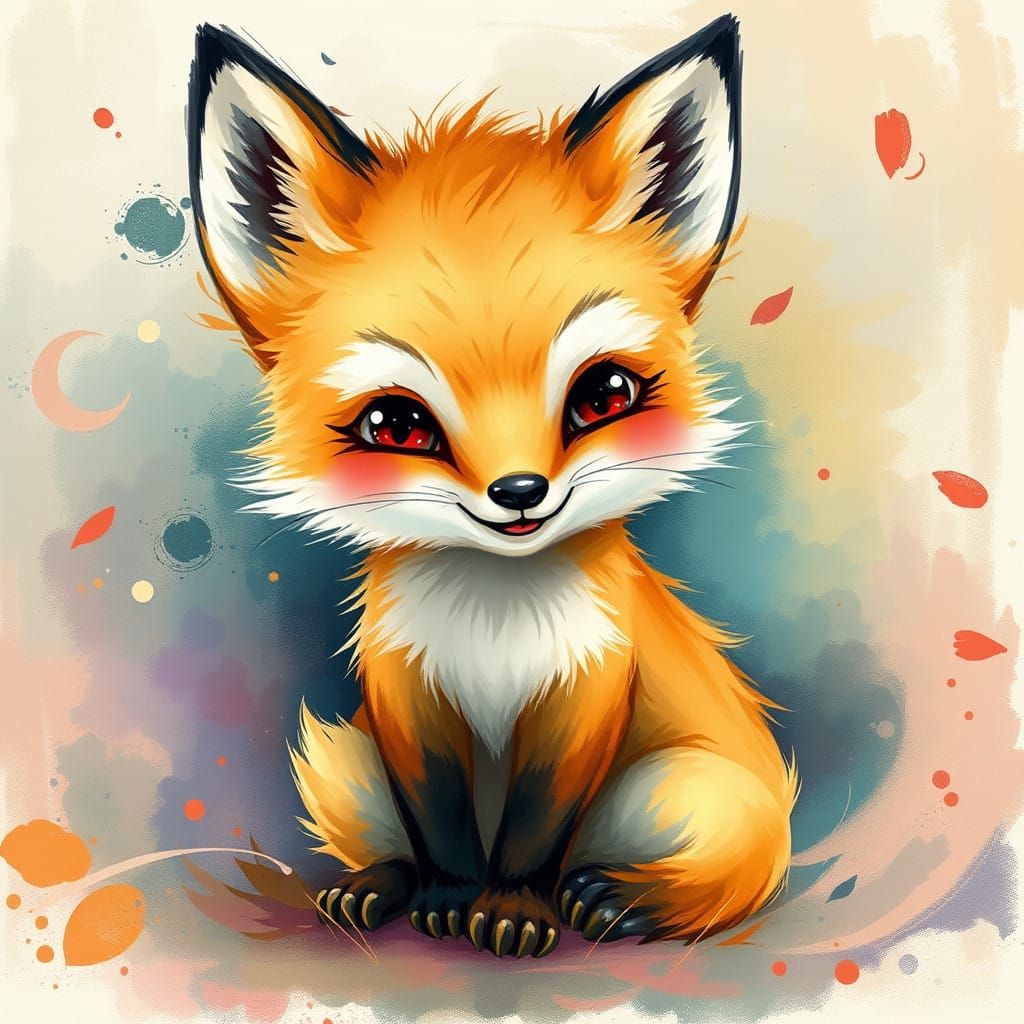 Whimsical Baby Fox in Dreamlike Atmosphere, Inspired by Clas...