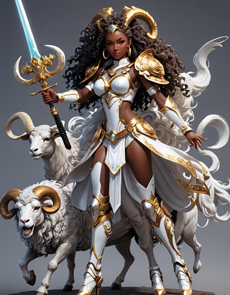 Aries Goddess of War in Anime Style