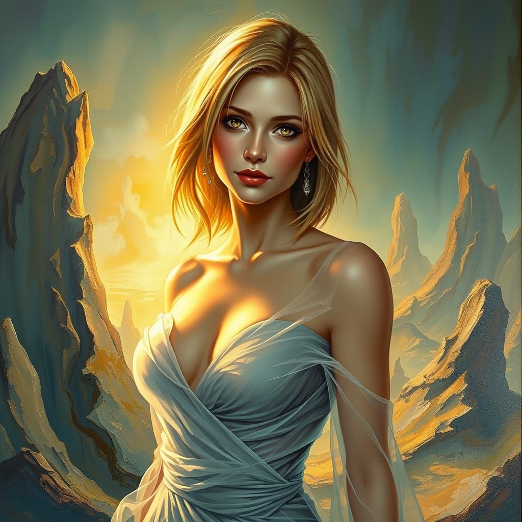 Surrealist Goddess in Dreamlike Setting
