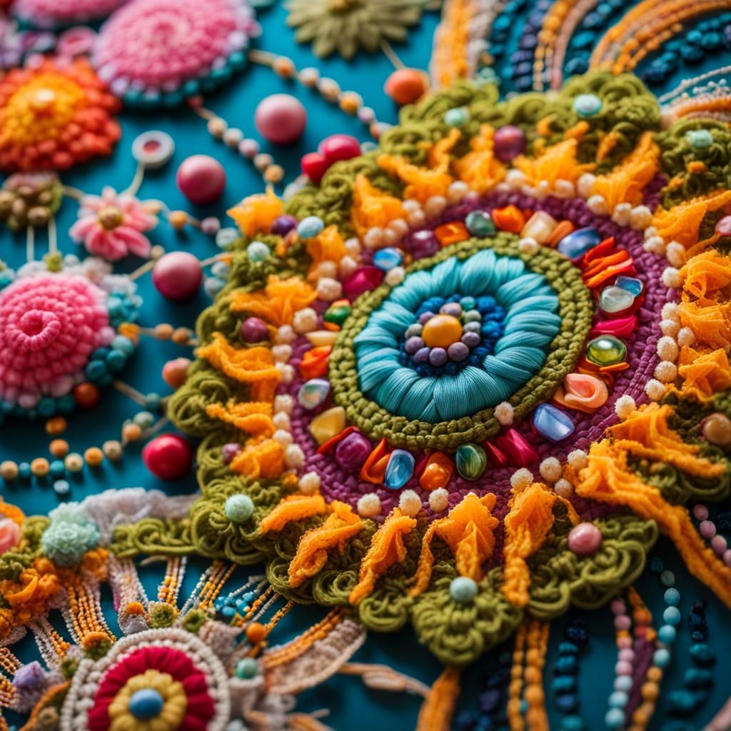 Psychedelic Mandala of Mixed Media and Cellular Forms