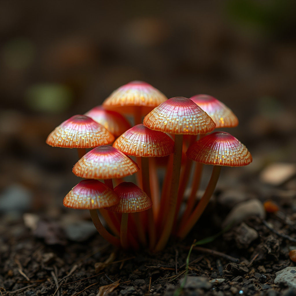 Iridescent Fungi in Hyperrealistic Cinematic Style