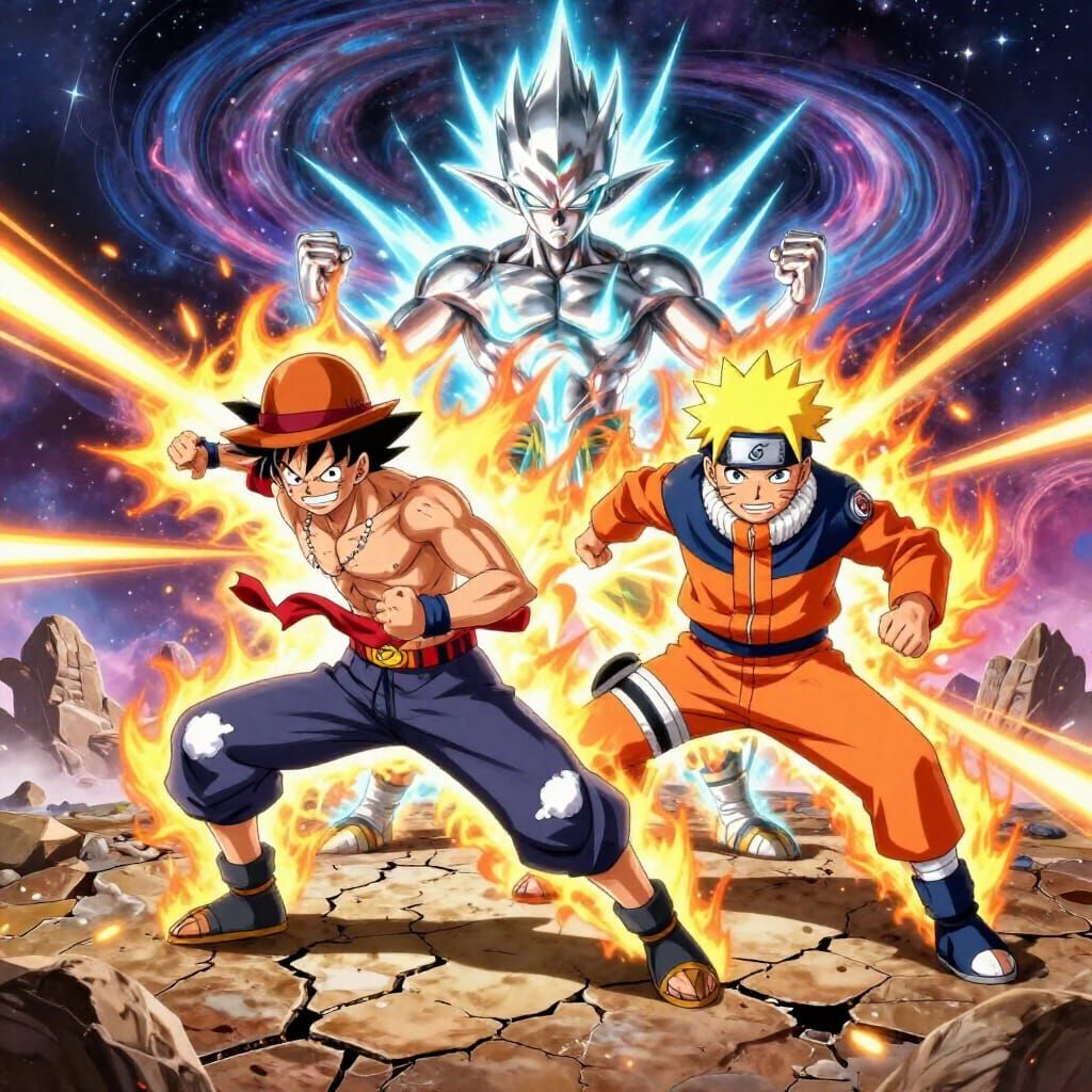 Epic Anime Battle: Luffy, Goku, and Naruto Clash