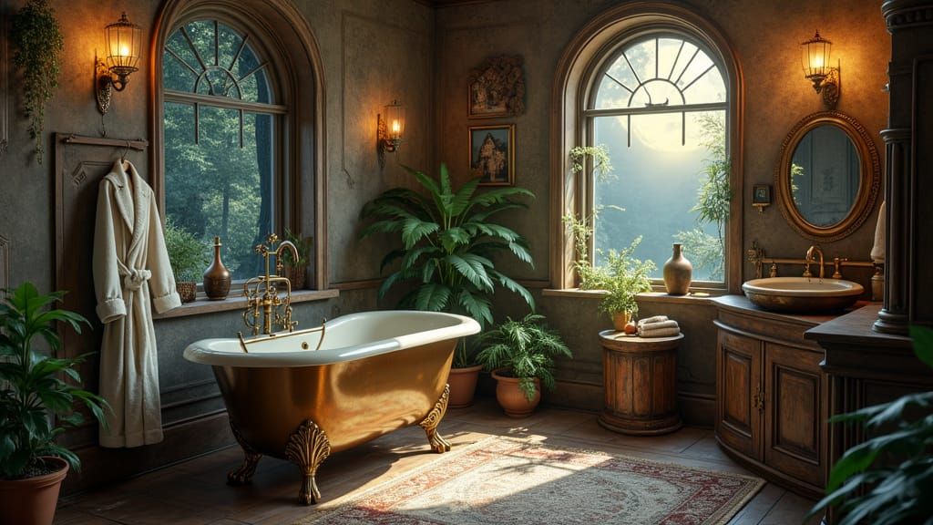 Monster's Steampunk Bathroom in 3D Isometric Style