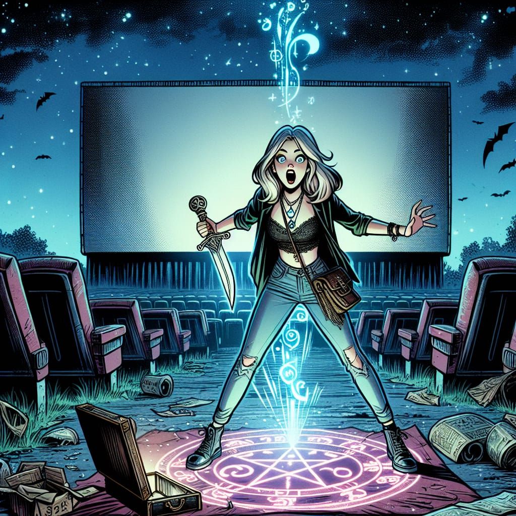 Necromancer's Ritual at Drive-In Theater, Comic Art