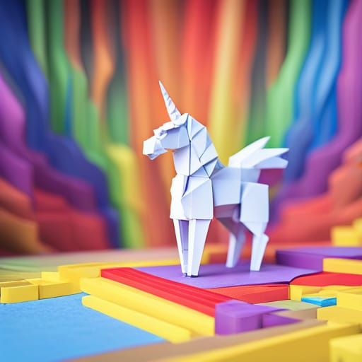 Rainbow Origami Unicorn Papercraft