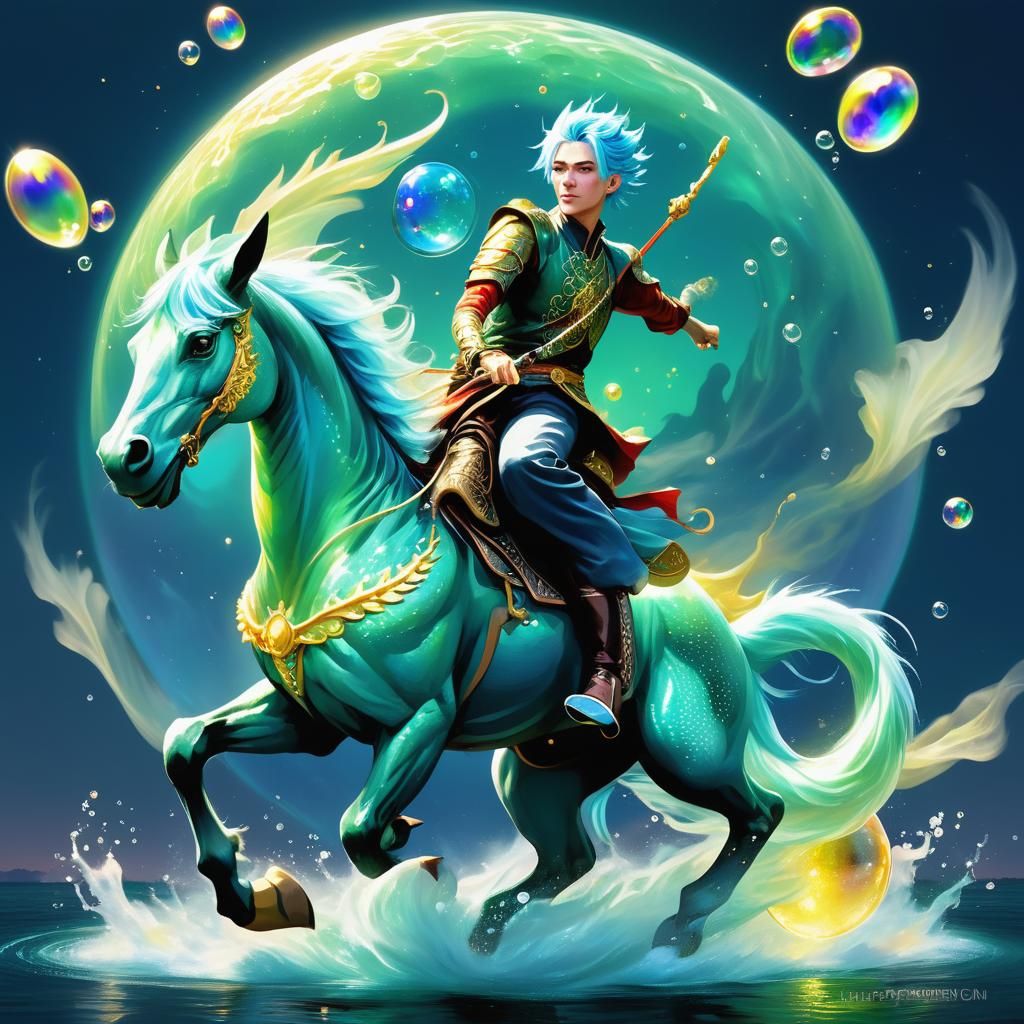 Magical Dragon-Horse Ride in Anime Style