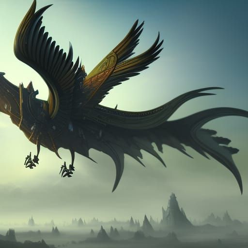 Winged Castle with Cannons: Fantasy Concept Art