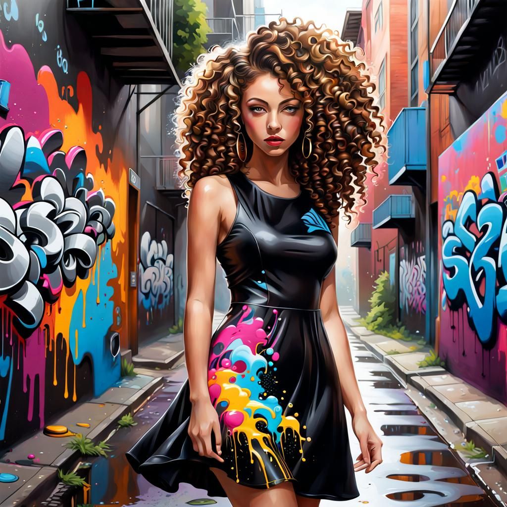 Colorful Graffiti Art Featuring Female Student