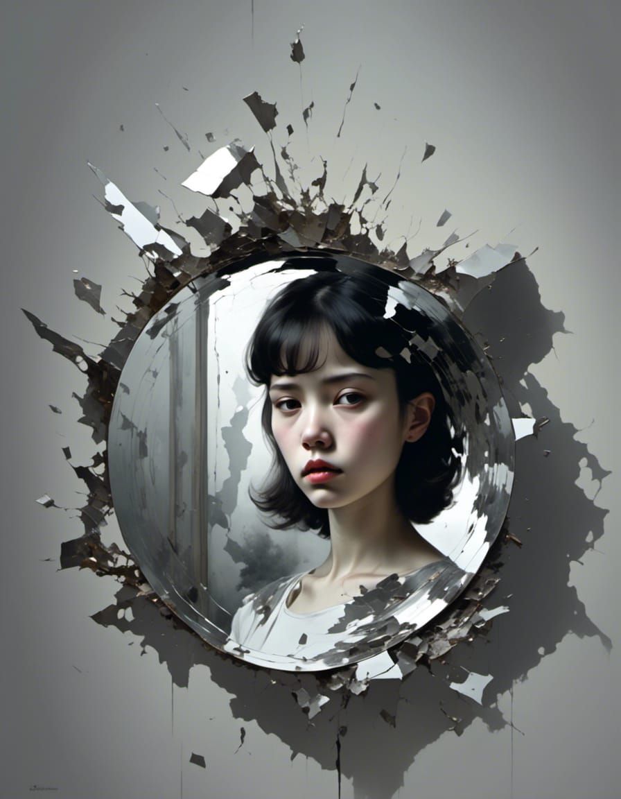 Distorted Reflection in Shattered Mirror, Pre-Raphaelite
