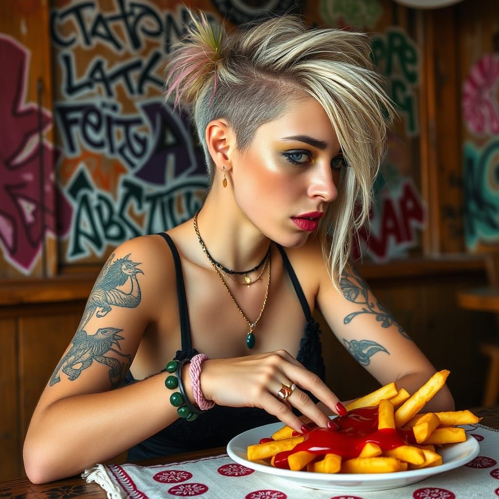 Farouche jeune femme, punk