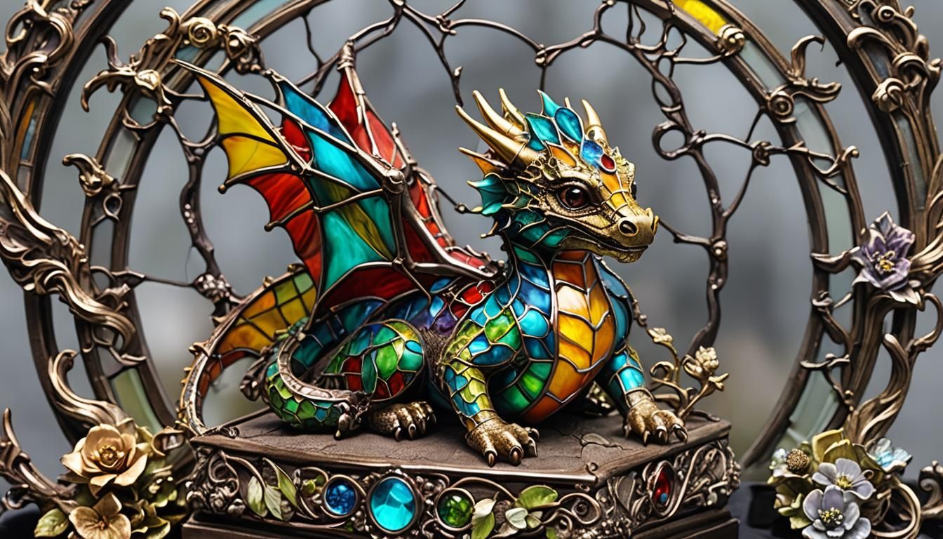 Stained Glass Dragon in Jewelry Box