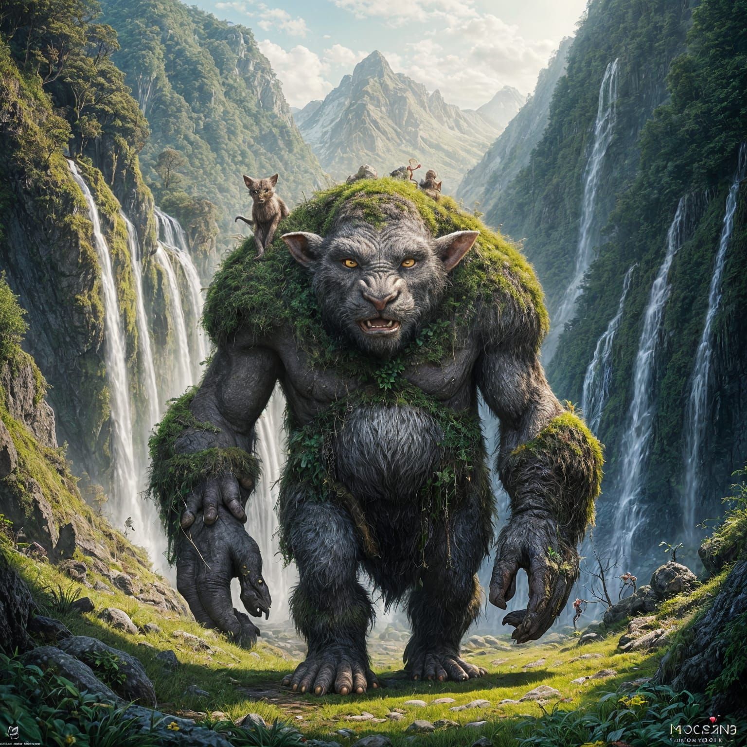 Moss Troll and Magical Creature in Mountain Valley