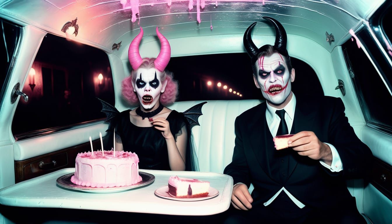 Eerie Limousine Birthday Celebration in a Dark, Vintage Atmo...