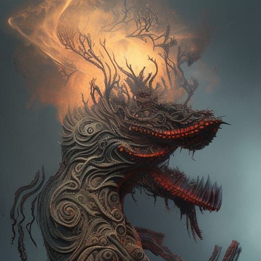 Horrifying Smoke Monster in Cosmic Horror Style