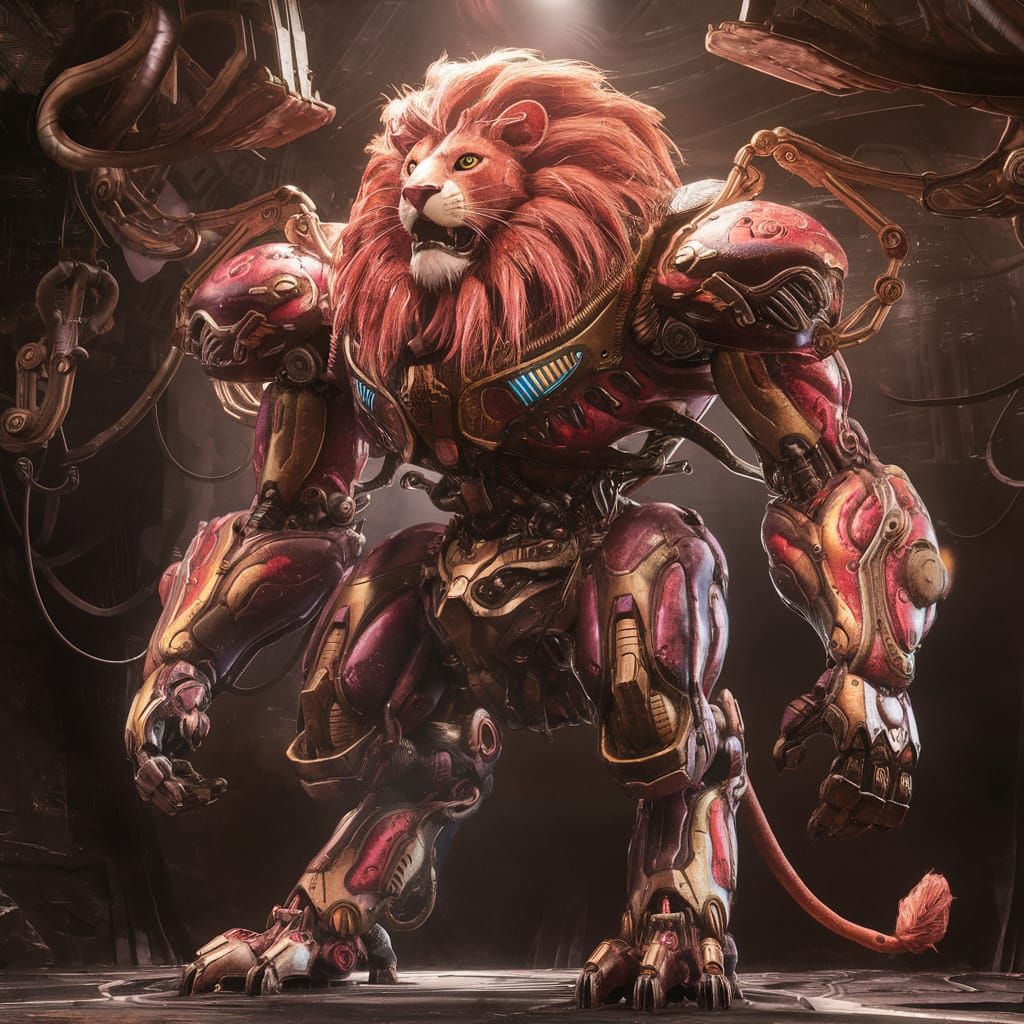 Lion Mech Warrior Digital Matte Painting