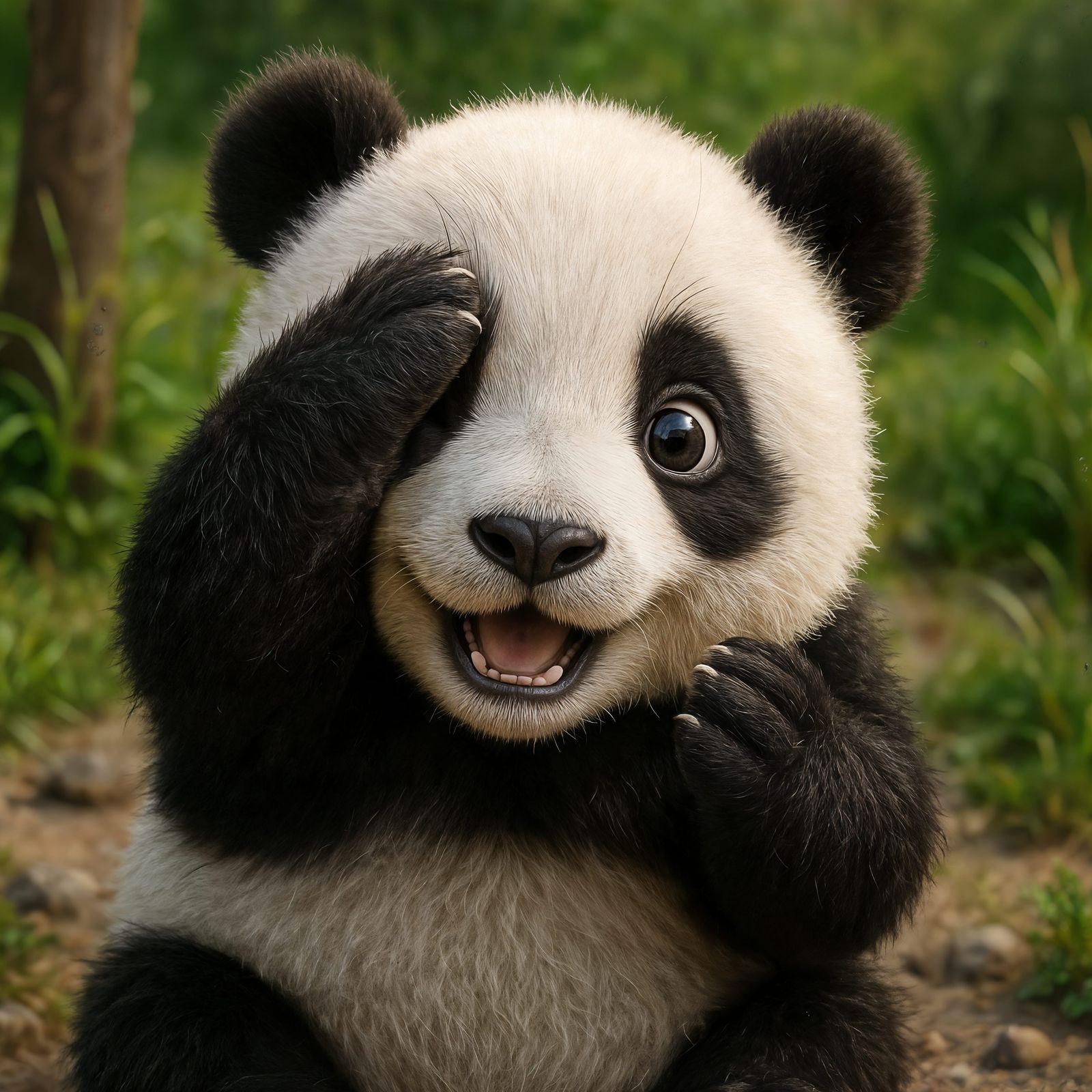 Adorable Panda Plays Peek-a-Boo in CGI