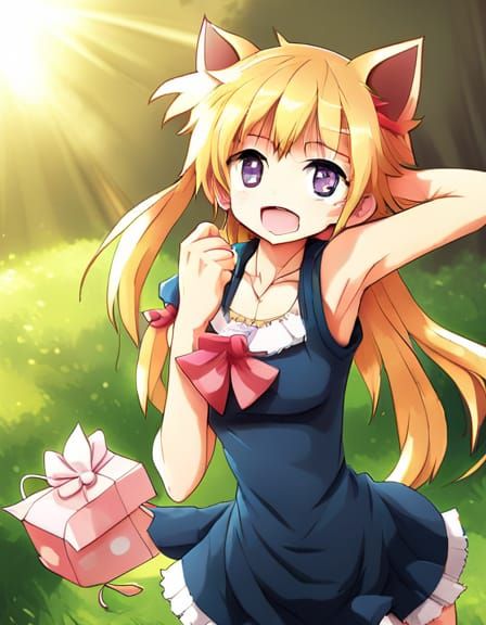 Happy Kitten in Anime Key Visual Style