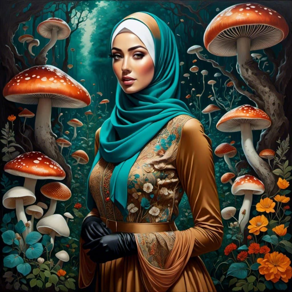 Mystic Forest Explorer in Oil-Gouche Style