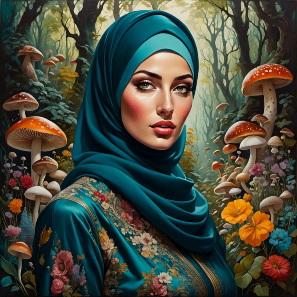 Beautiful Irish Hijabi Woman Exploring Mystic Forest