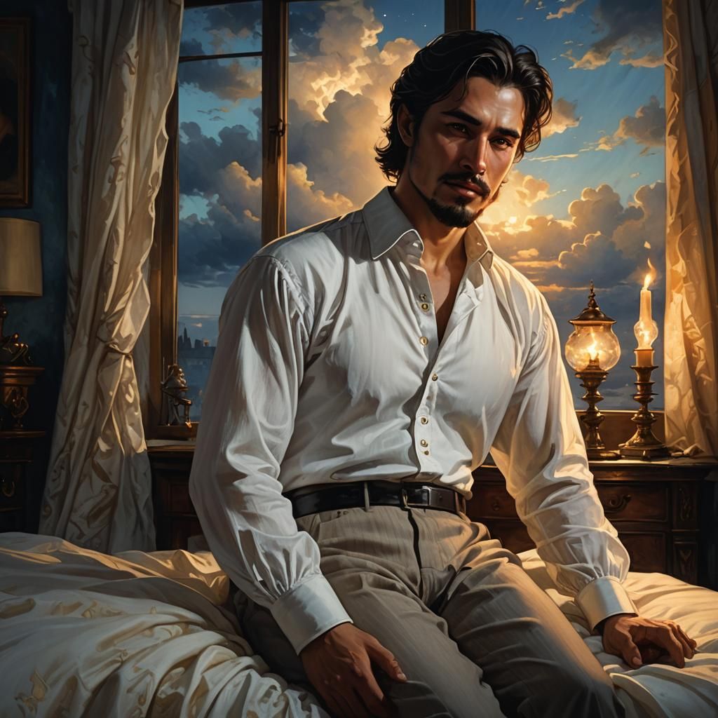 Dark Fantasy Gentleman in Victorian Candlelight