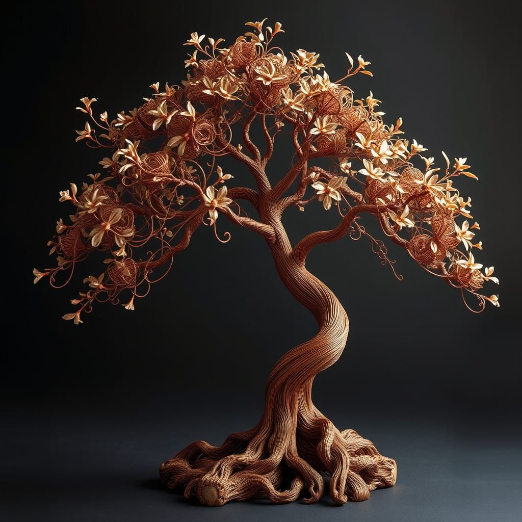 Copper Bonsai Banyan Tree in Traditional Asian Style