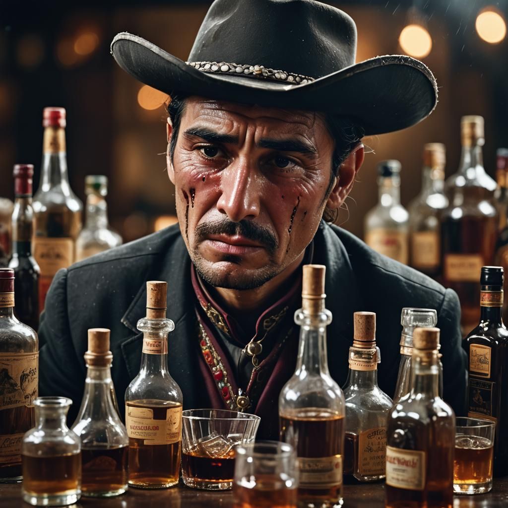 Crying Charro Portrait with Rich Colors