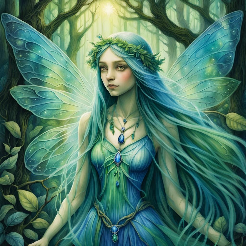 Whimsical Fantasy Fairy in Enchanted Forest