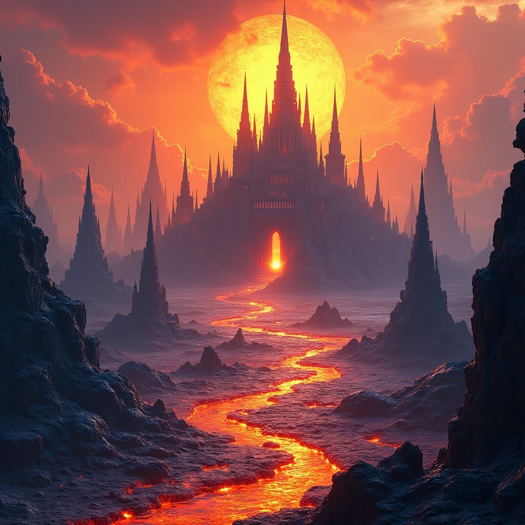 Lava Metropolis: Hyper-Realistic Fantasy Concept Art