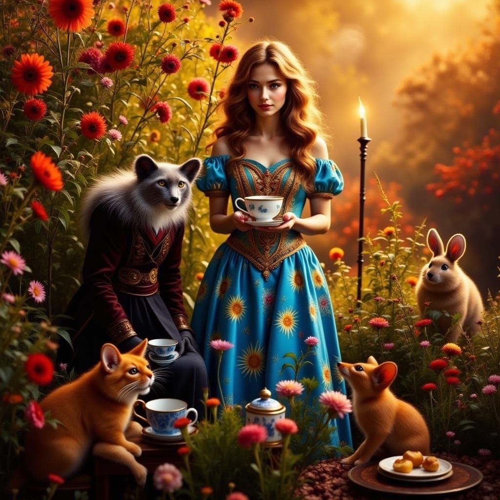 Alice in Whimsical Wonderland Tea Party Scene