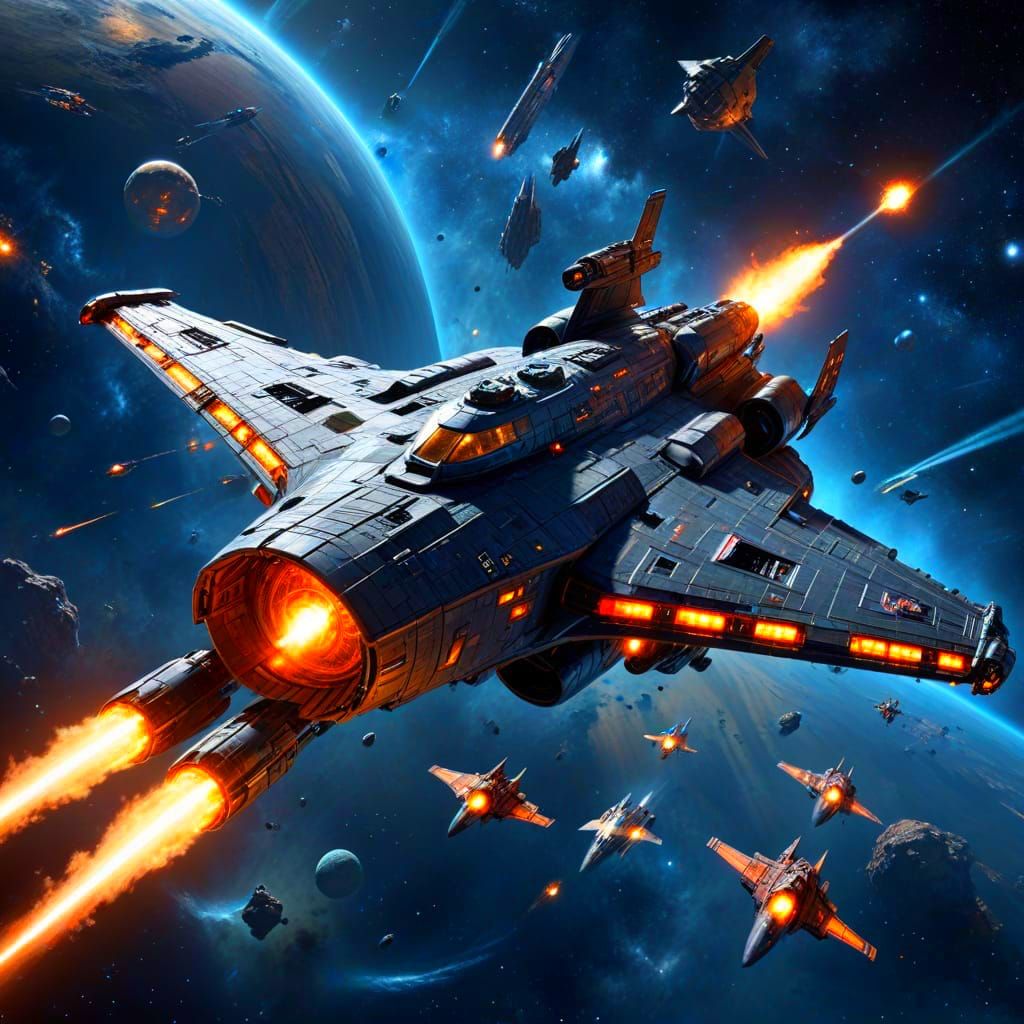 Sleek Battlecruiser Dominates Epic Space Battle