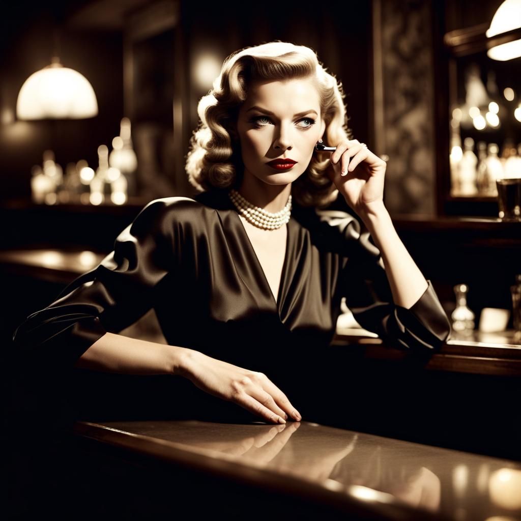 1940s Femme Fatale in Film Noir Style