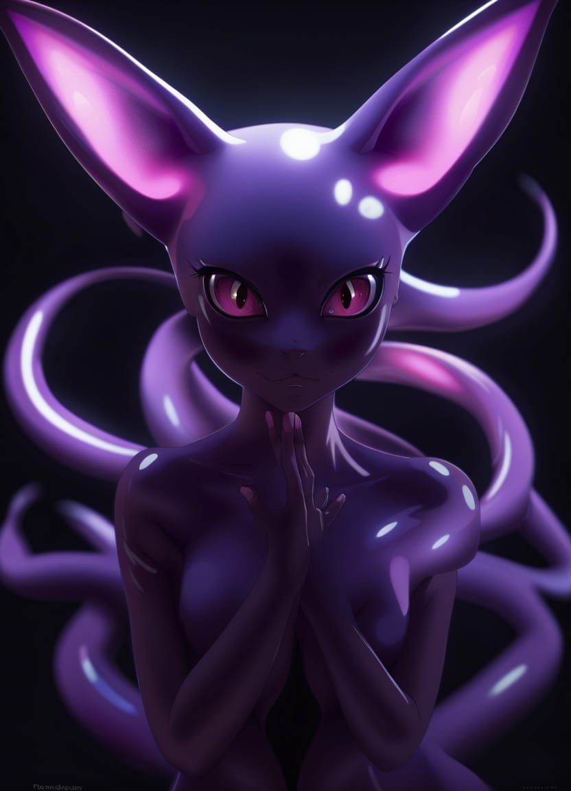 Humanoid Espeon in Ultra-Realistic Anime Style