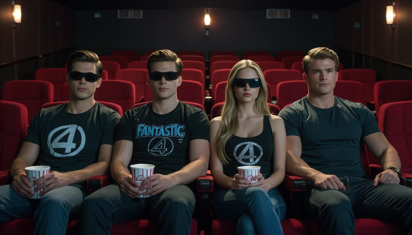 Stylish Movie Theater with Four Fantastic Four Fans