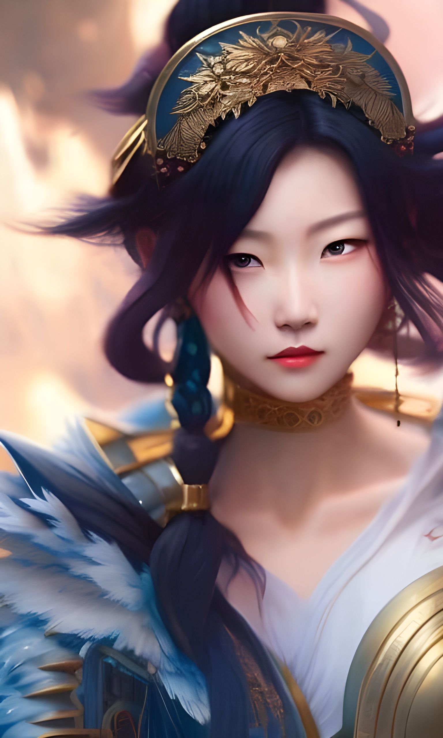 Detailed Portrait with Epic Sky in Digital Art Style