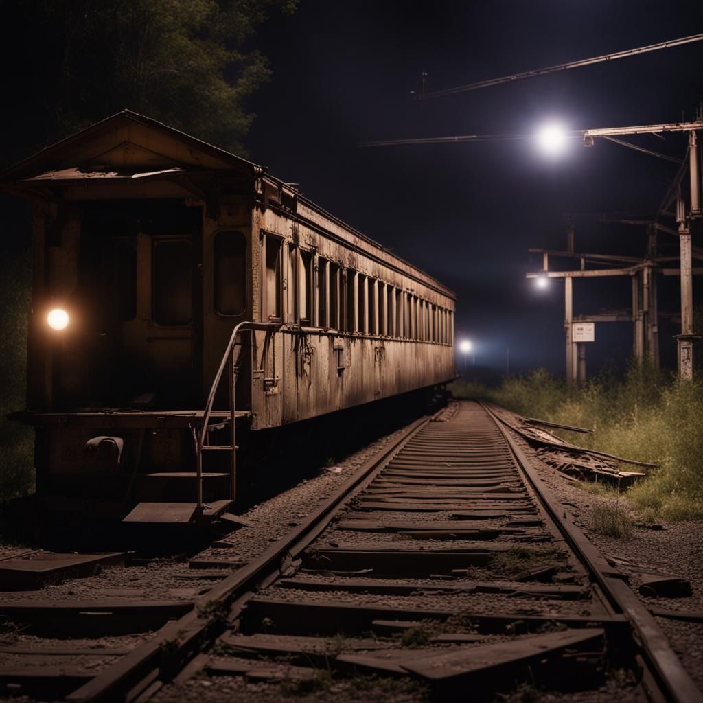 Eerie Abandoned Train Depot at Night in 4K