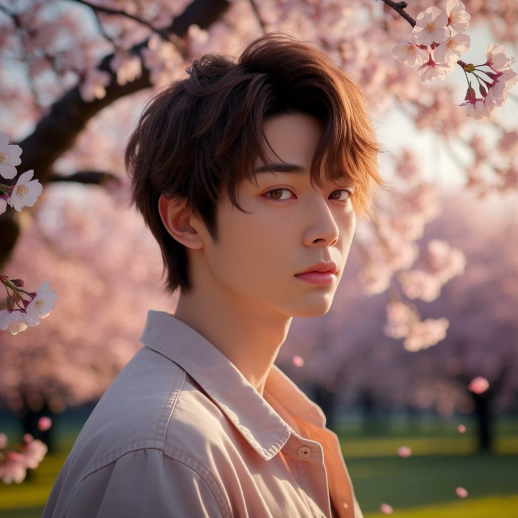 Young Man in Golden Spring Light - Hyperrealist Portrait