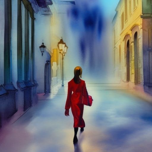 Fashion Model in Gouache Impressionist Style