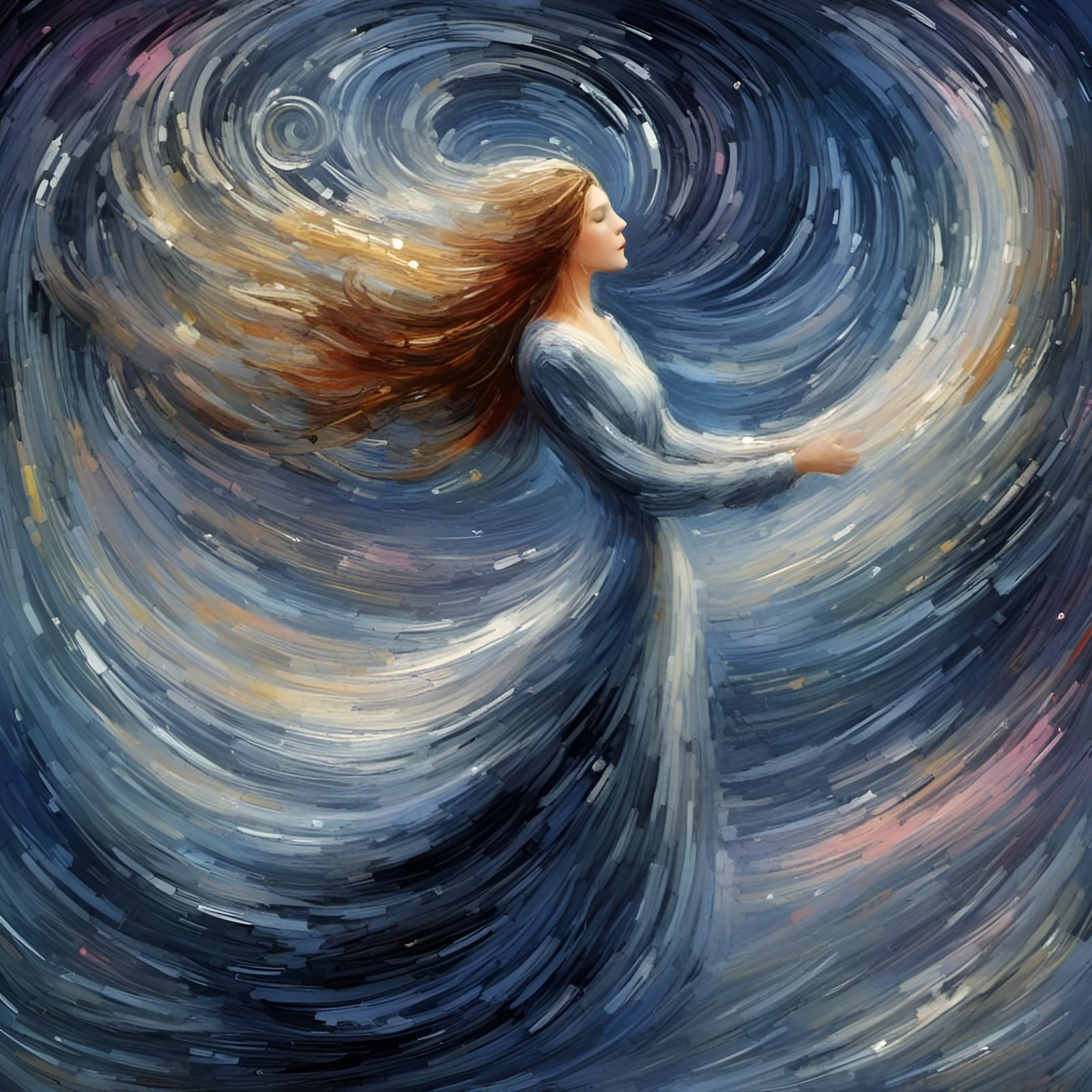Woman Dancing in Starry Night Sky