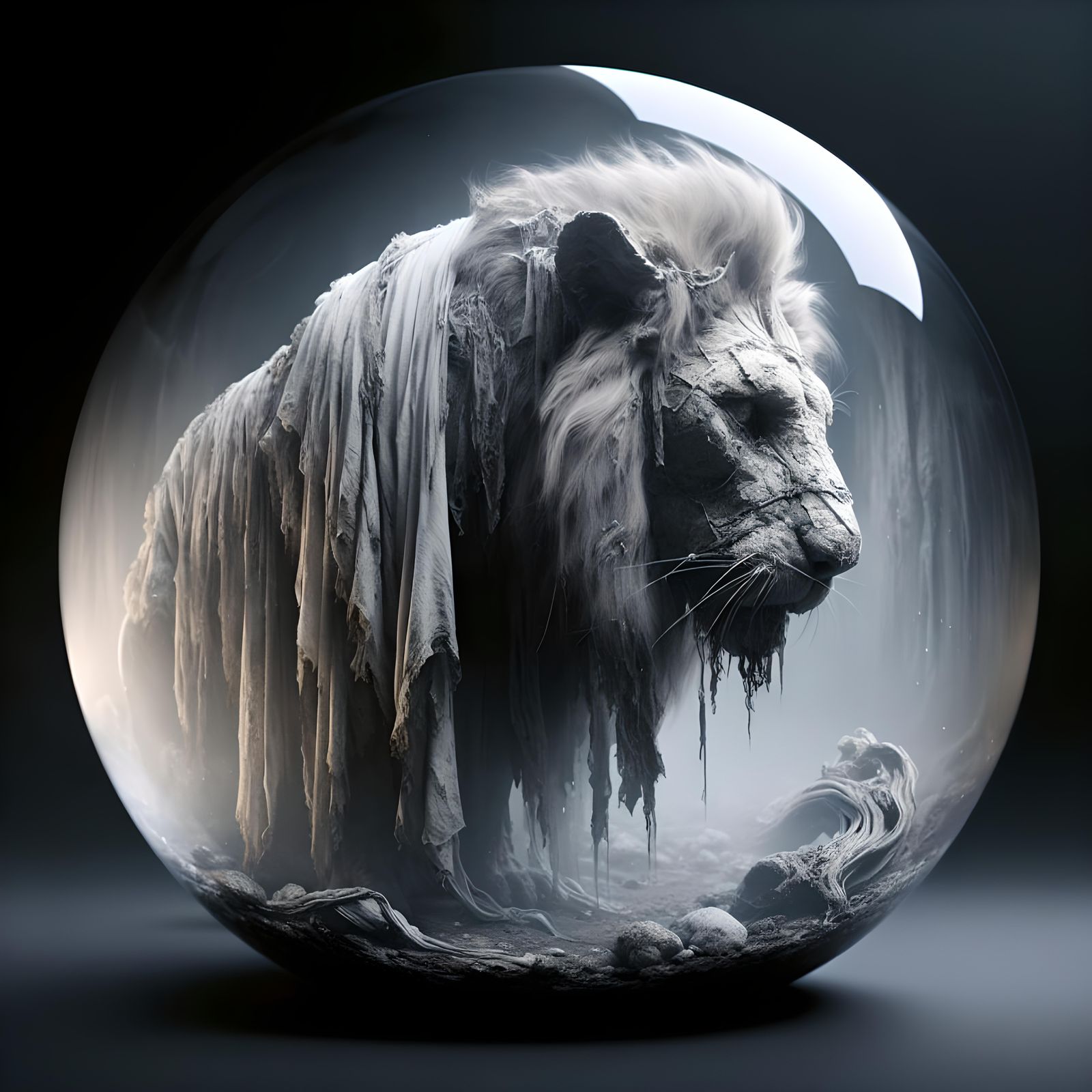 Lion Portrait in Glass Orb