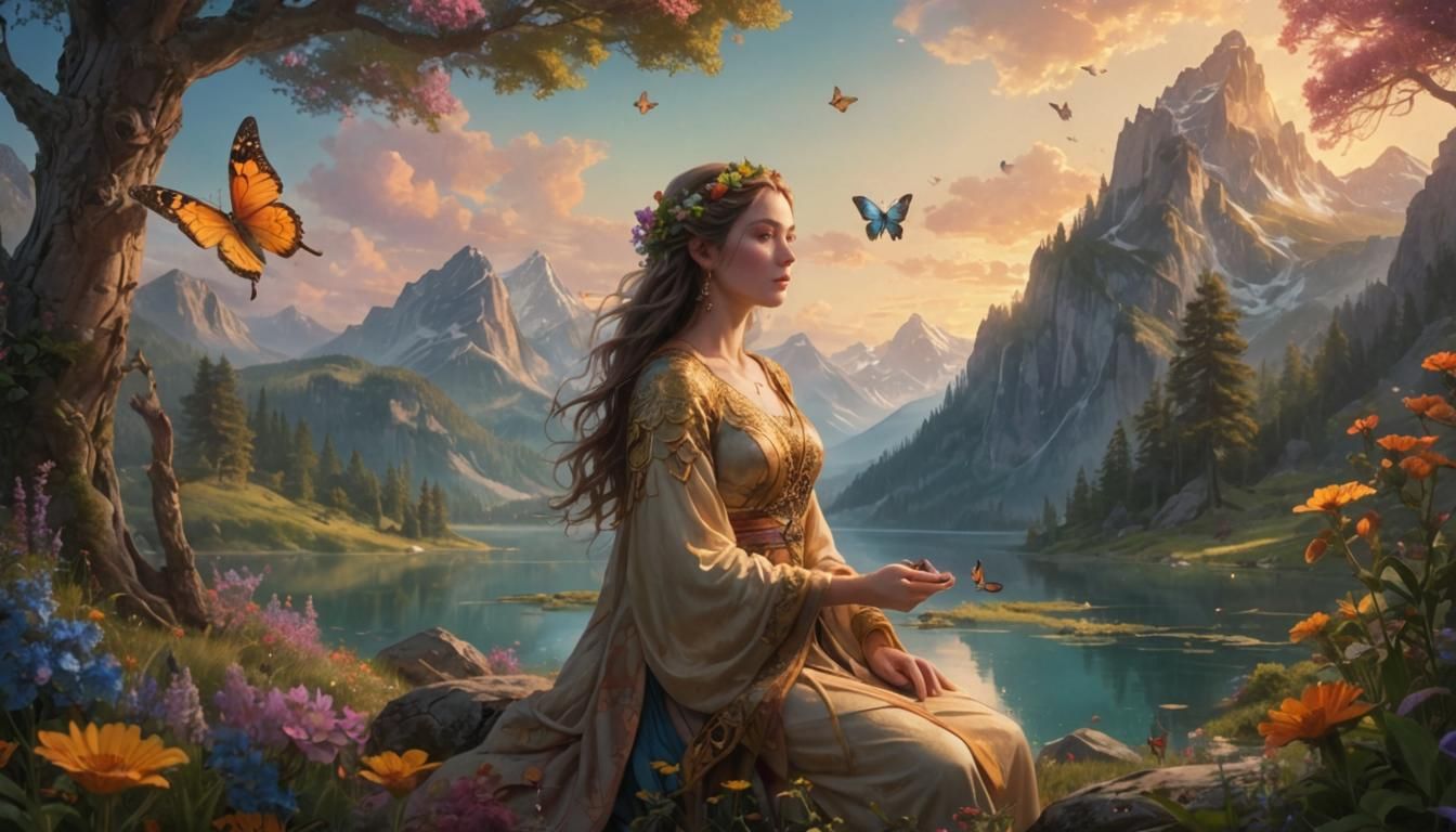 Enchanting Forest Woman: Hyperrealistic Digital Art