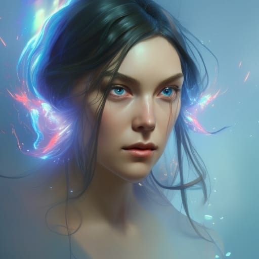 Detailed Magma Fairy Portrait in Art Nouveau Style